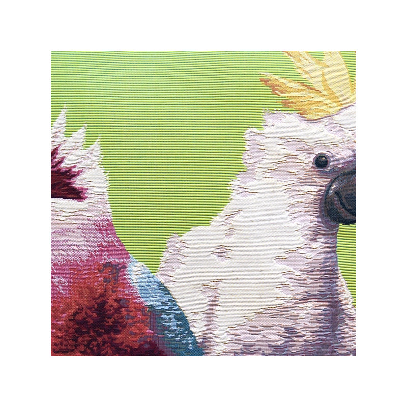 Coussin décoratif tapisserie cockatiel oiseaux Forestport, vert