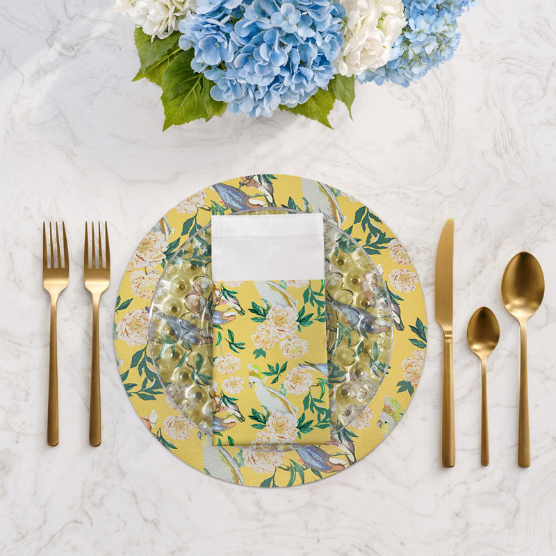 Peony Inspira Cotton Sateen Dinner Napkins, Goldenrod