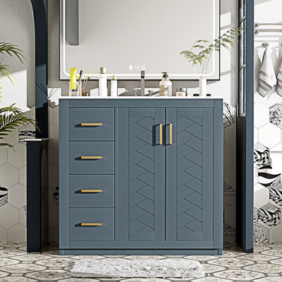 Freestanding Bathroom Vanity With Ceramic Sink Combo