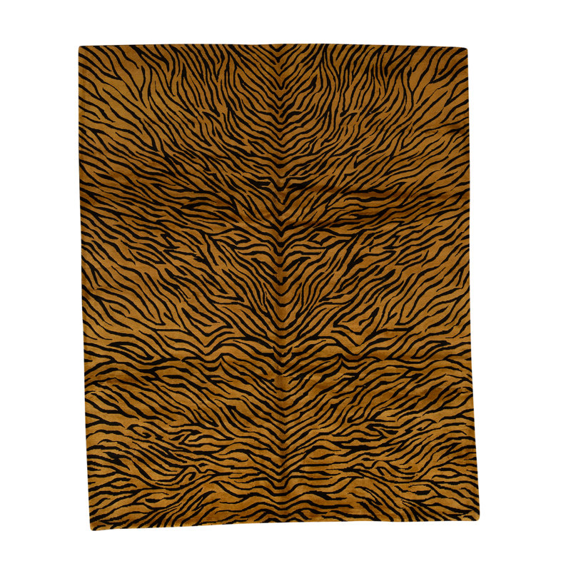 Tapis chameau et noir noué à la main de haute qualité
