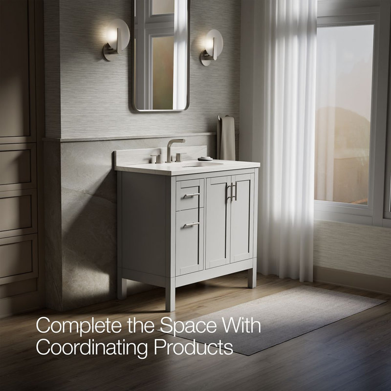 37" Single Bathroom Vanity Set, White, Atmos Gray