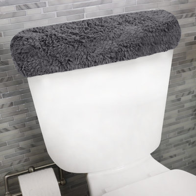 Couvercle de réservoir de toilette 100% coton en peluche avec ajustement élastique, décor décoratif doux pour salle de bain, 10 po x 22 po