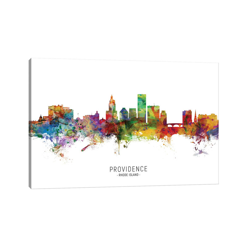 «Providence Rhode Island Skyline» par Michael Tompsett, impression sur toile tendue, H 18 po x l 26 po x P 1,5 po