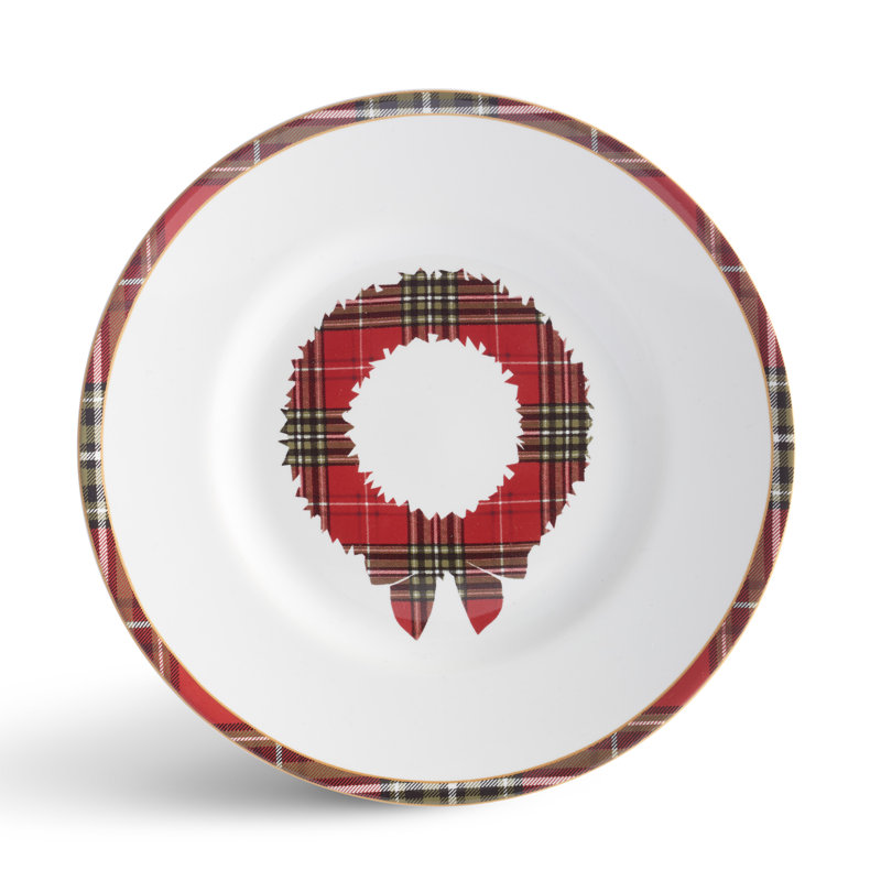 Wexford Red Plaid Holiday Porcelain Dinnerware Set, 12-Piece