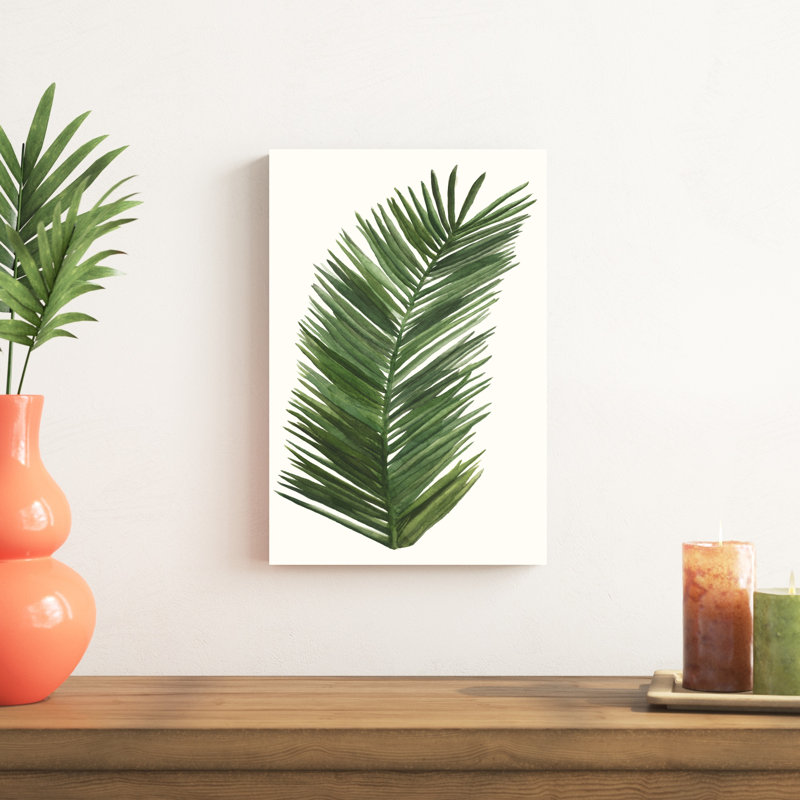 «Tropical Breeze Leaves V», peinture sur toile, H 18 po x l 12 po