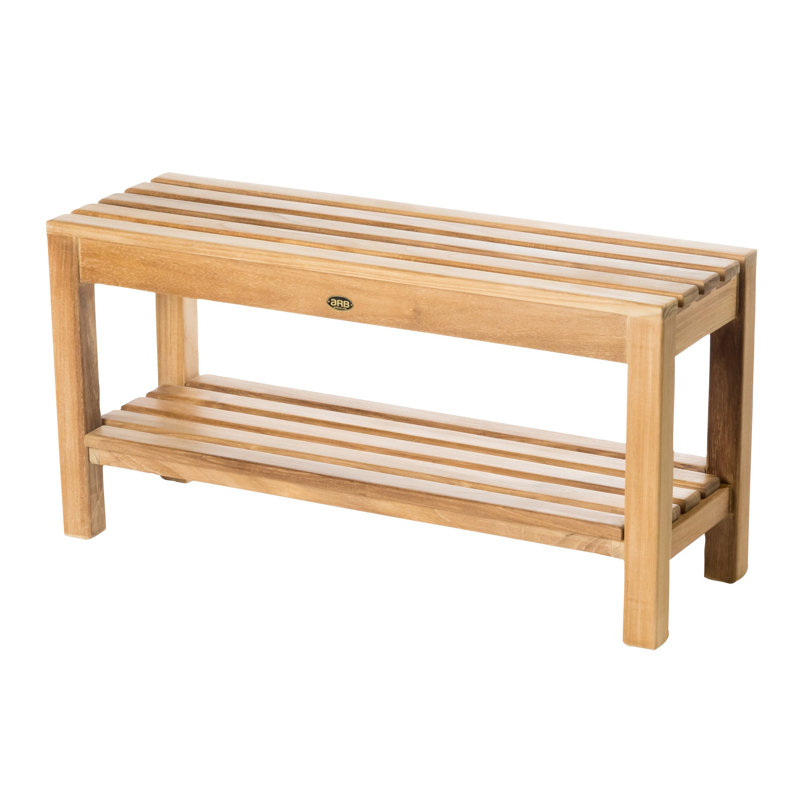 Banc de douche en teck, H 17,75 po x l 35,5 po x P 12,25 po