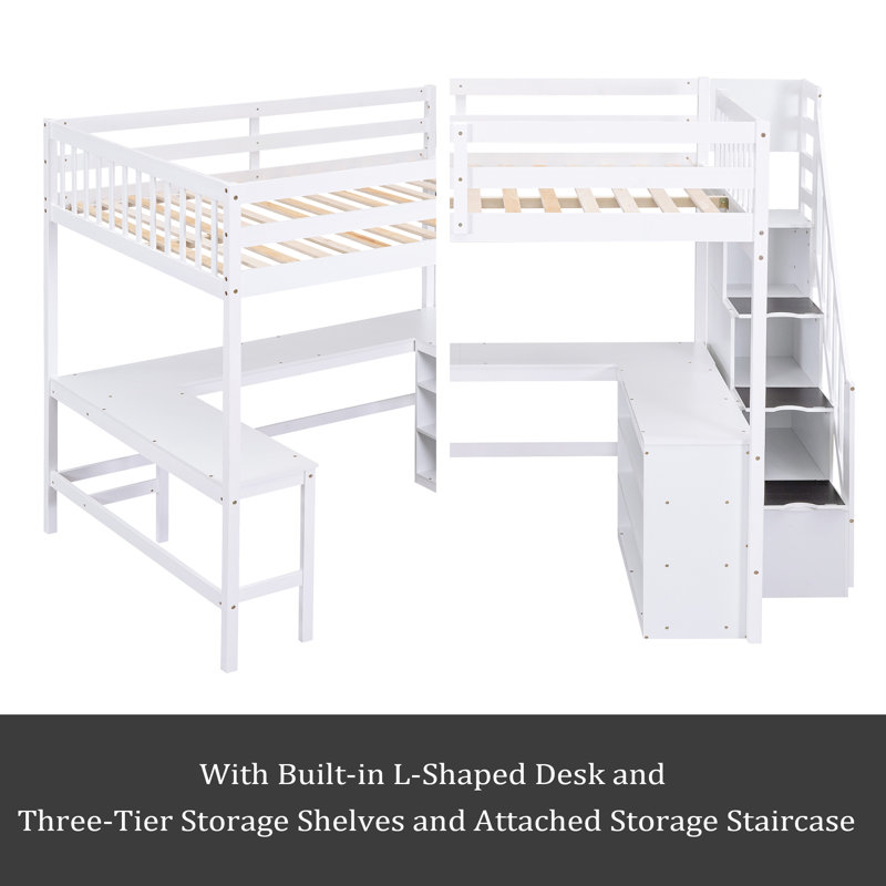 Lit mezzanine double Johandy Kids, Blanc