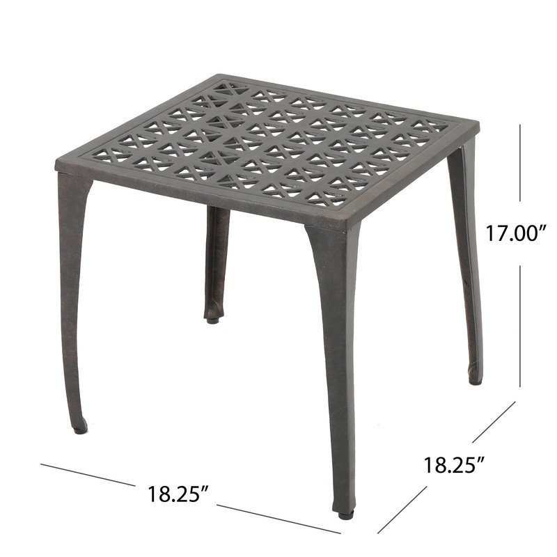 Table d'appoint d'extérieur en aluminium 18 po avec plateau grillagé 18 po