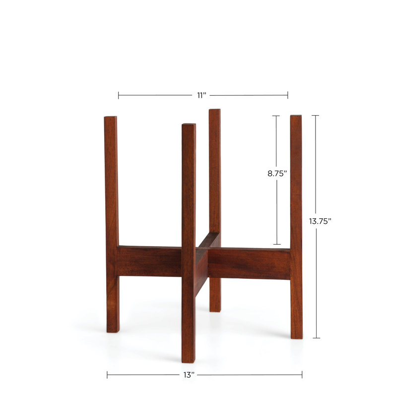 Support pour plante Luders, H 14,8 po x l 13,2 po x P 13,2 po, Acajou foncé