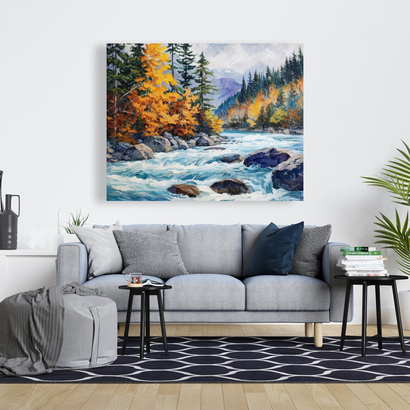 Rapids - art mural rouge sur toile pour la décoration intérieure | Design moderne