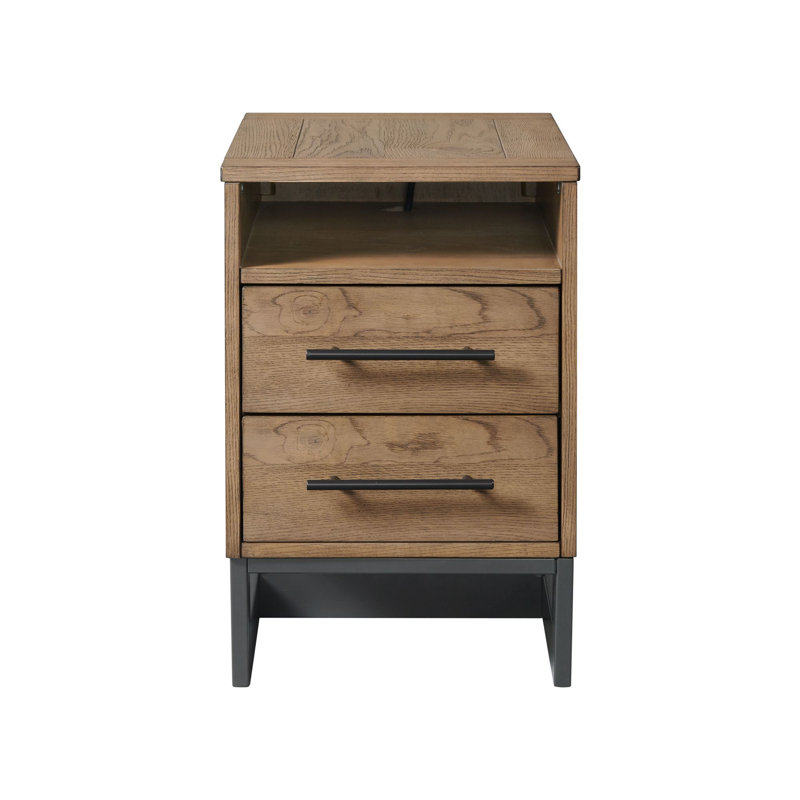 Marilou Solid Wood 2 - Drawer End Table and Built-In Outlets