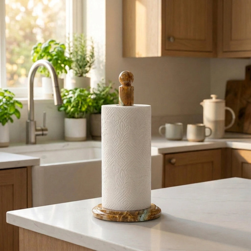 Porte-essuie-tout en marbre Luxury, Multi Brown