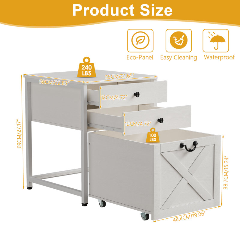 Farmhouse Mini Fridge Stand With Storage,heavy Duty Fridge Cart,mini Fridge Cabinet With Rolling Cabinet