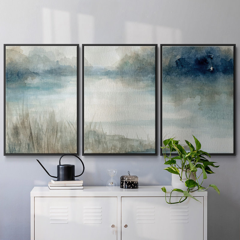 Still Still Waters - Toile encadrée multi-pièces, H 36 po x l 75 po, Cadre noir