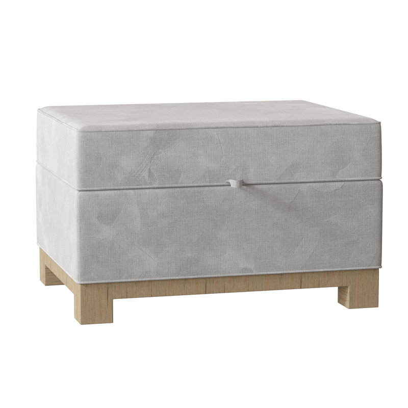Repose-pieds rectangulaire avec rangement Brandes, Acajou, Blanc velouté