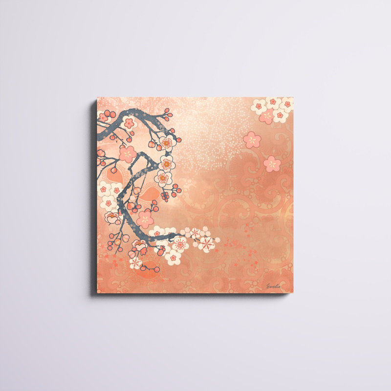 «Tokyo Cherry I», peinture sur toile, H 30 po x l 30 po