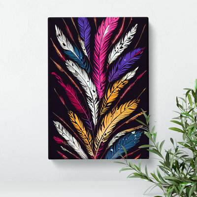 Paint Drip Feathers No.1 - Wrapped Canvas