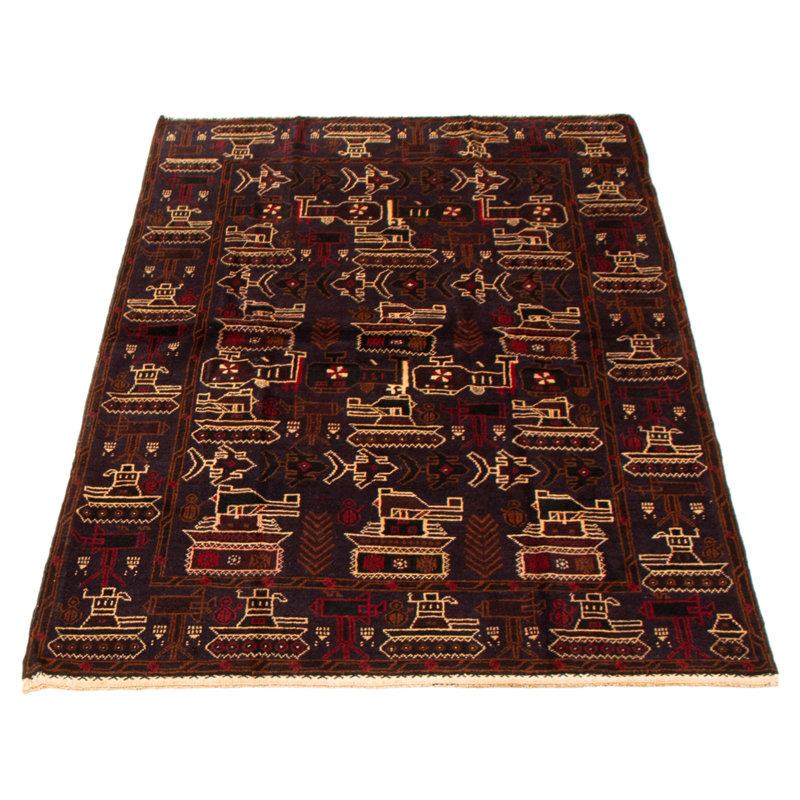 Tapis bleu foncé Saim Rare War 4 pi 1 po x 6 pi 5 po