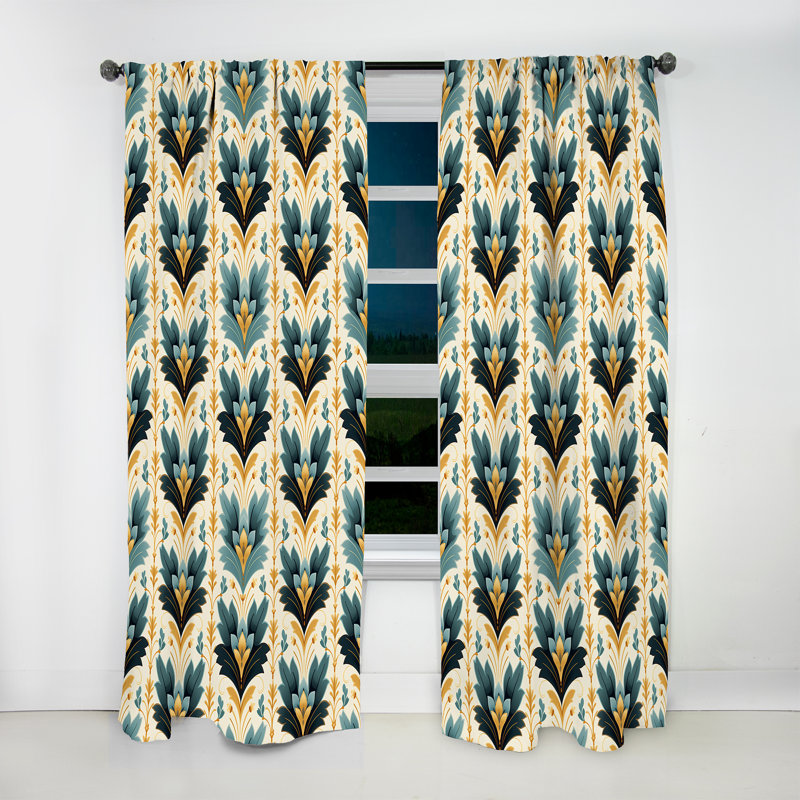 Victorian Elegance - Motif à chevrons émeraude - Rideau à chevrons - Rideau obscurcissant - 1 panneau, L 52 po x L 63 po