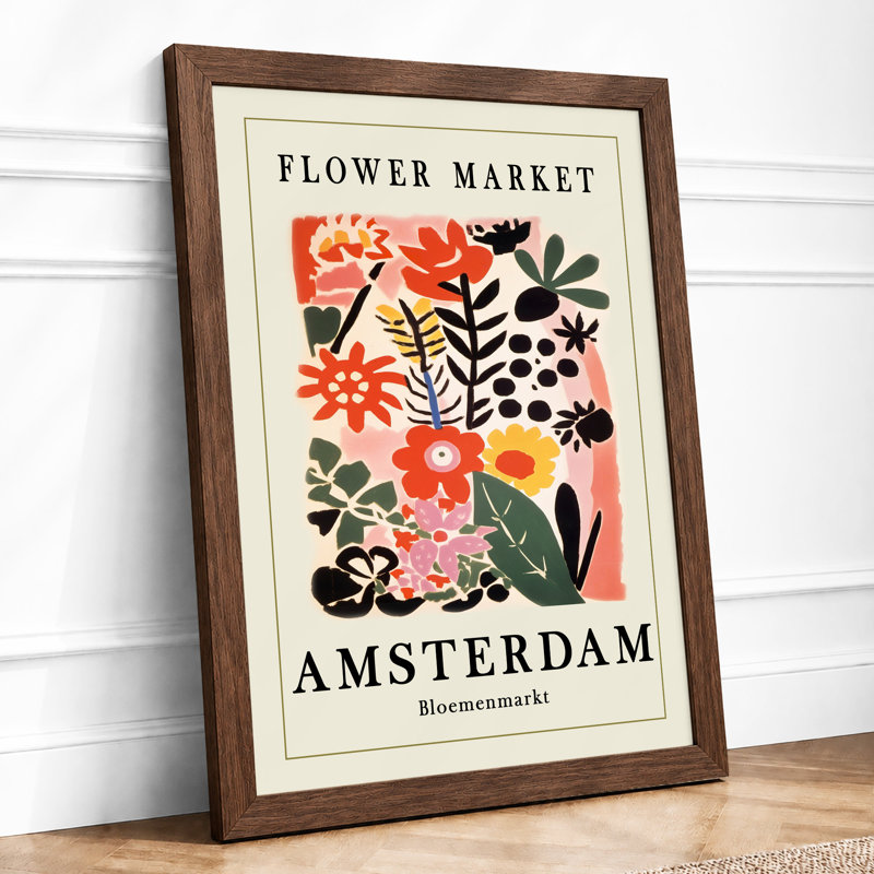 Postcard From Amsterdam Retro - Print, A1 - 84.1 x 59.4 cm, Walnut