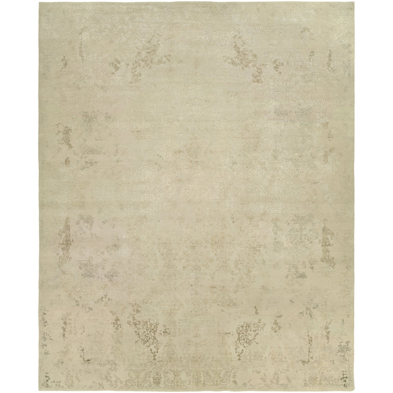 Hand Knotted Area Rug in Beige, Rectangle 12' x 15'