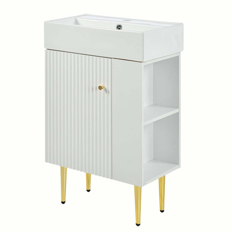 Meuble-lavabo sur pied simple 21,6 po avec plateau en bois manufacturé Spirica