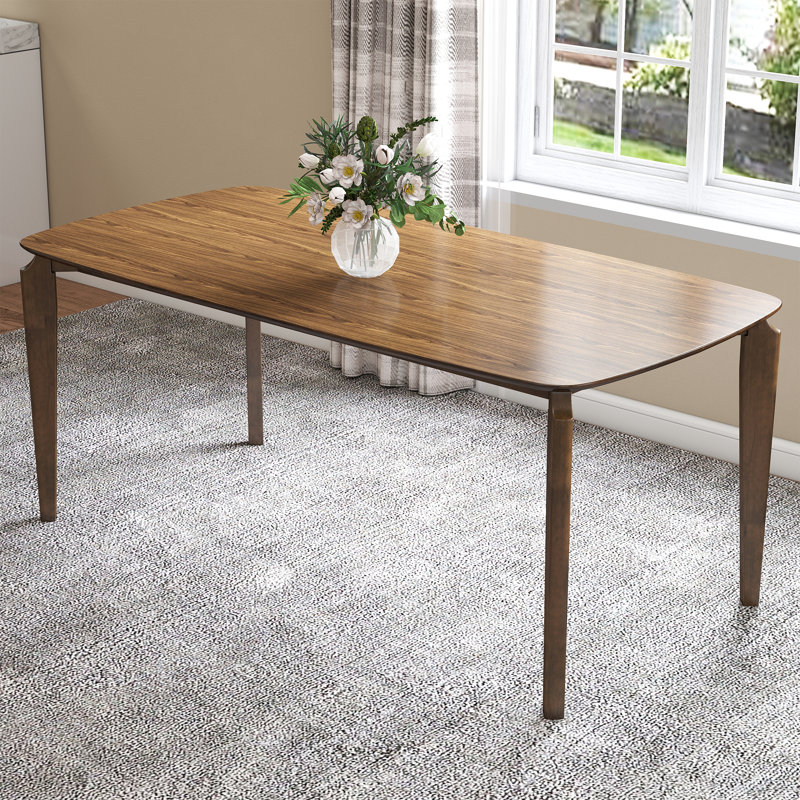 Rectangular Dining Table With Solid Wood Legs, Farmhouse Dining Table For Kitchen/Dining Room/Guest Room, Walnut
