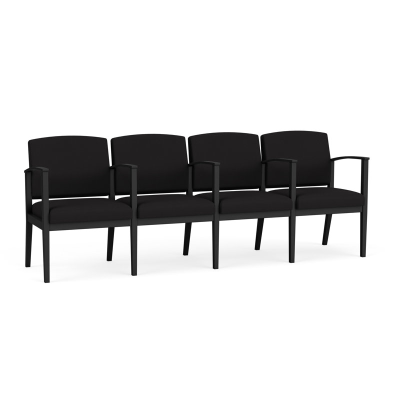 Siège tandem 4 places Amherst, Noir, Portes ouvertes en tissu noir