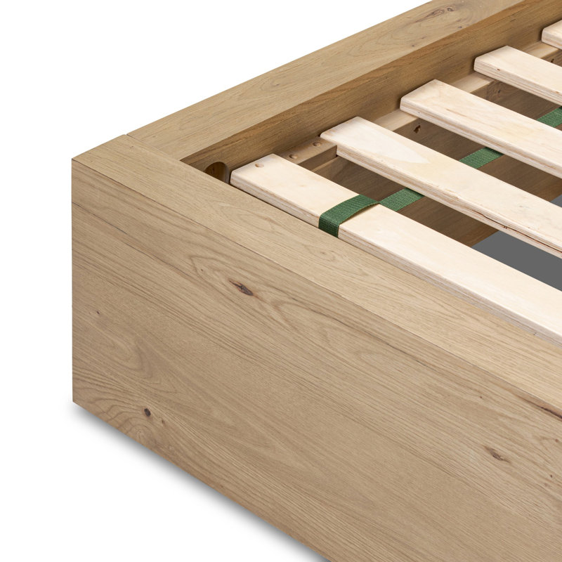 Leo Bed-Smoked Black-Queen, Rustic Light Natural Oak, Queen