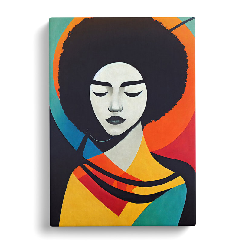 CAN-V0523-2933X Woman With Afro Abstract Vol.3 - Wrapped Canvas Print, 50cm H x 35cm W