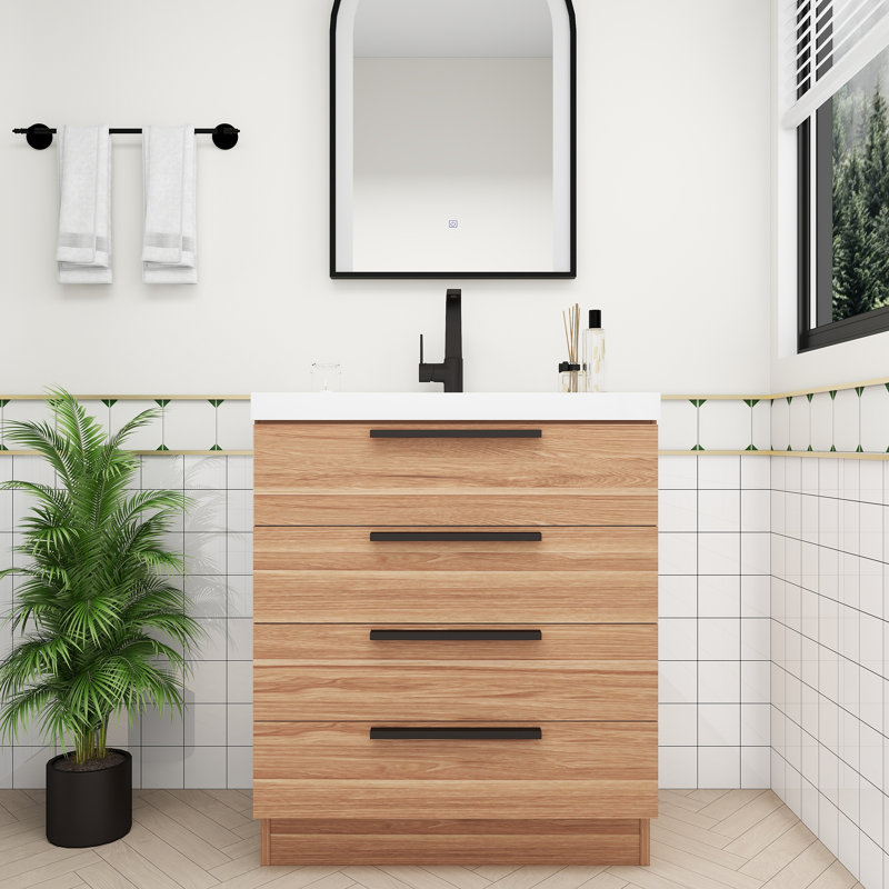 Meuble-lavabo autoportant Carla, 30", Chêne blanc