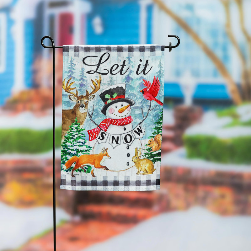 Let It Snow Snowman and Woodlands Garden - drapeau