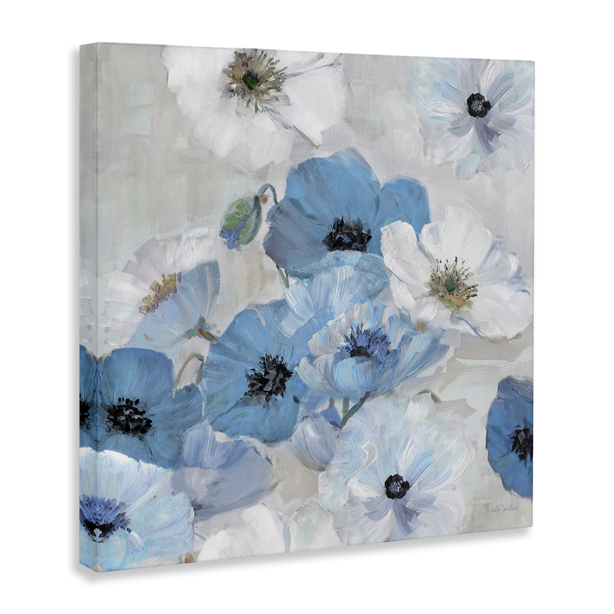 Red Barrel Studio® Blue & White Flowers Canvas Wall Art by Sally ...