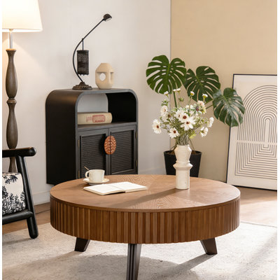 Table basse ronde avec espace de rangement