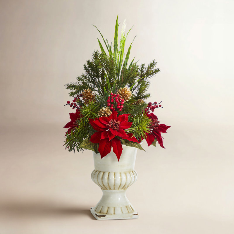 Arrangements floraux de poinsettia et centres de table en vase