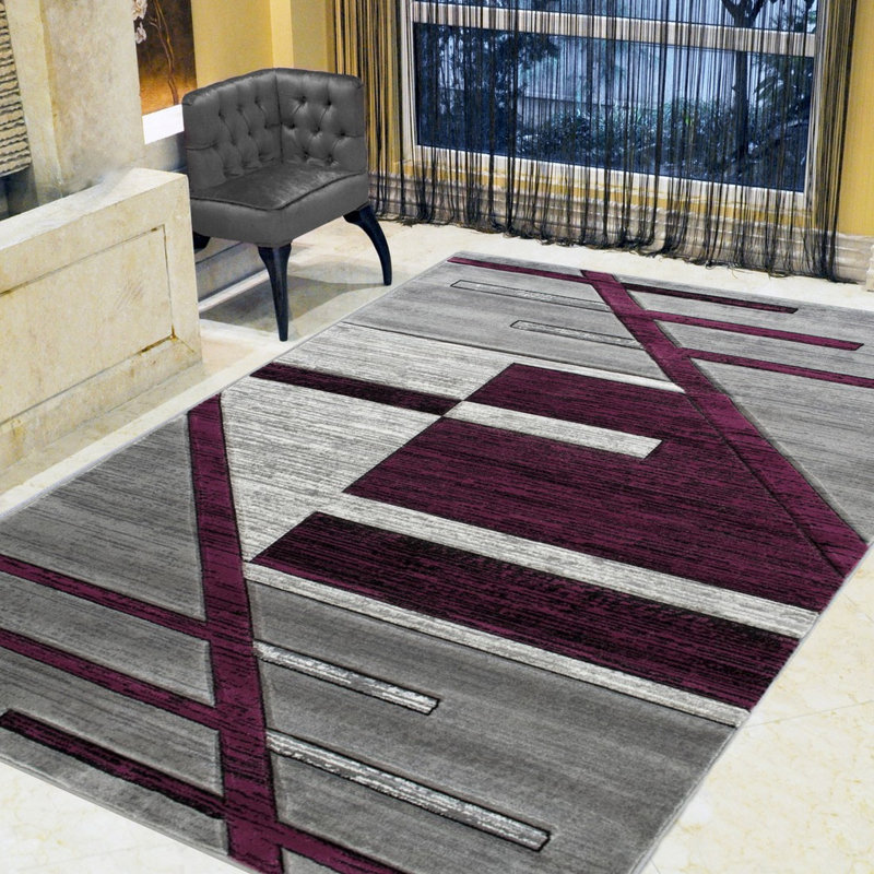 Tapis géométrique purplegray area Diva, Rectangle de 7 pi x 10 pi 5 po