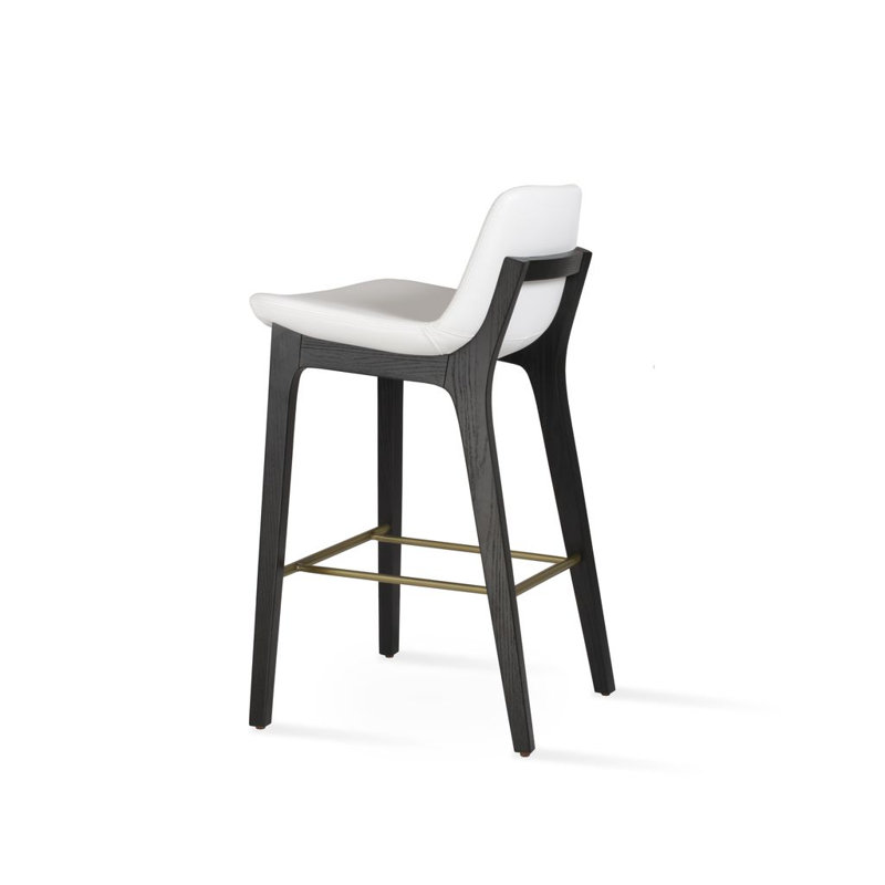 Pera HB Wood Counter, Counter Stool (24" Seat Height), White Leatherette