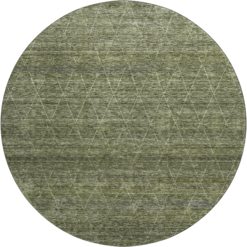 Premium Machine Washable Kent AMF1165 Geometric Rug, Round 8'