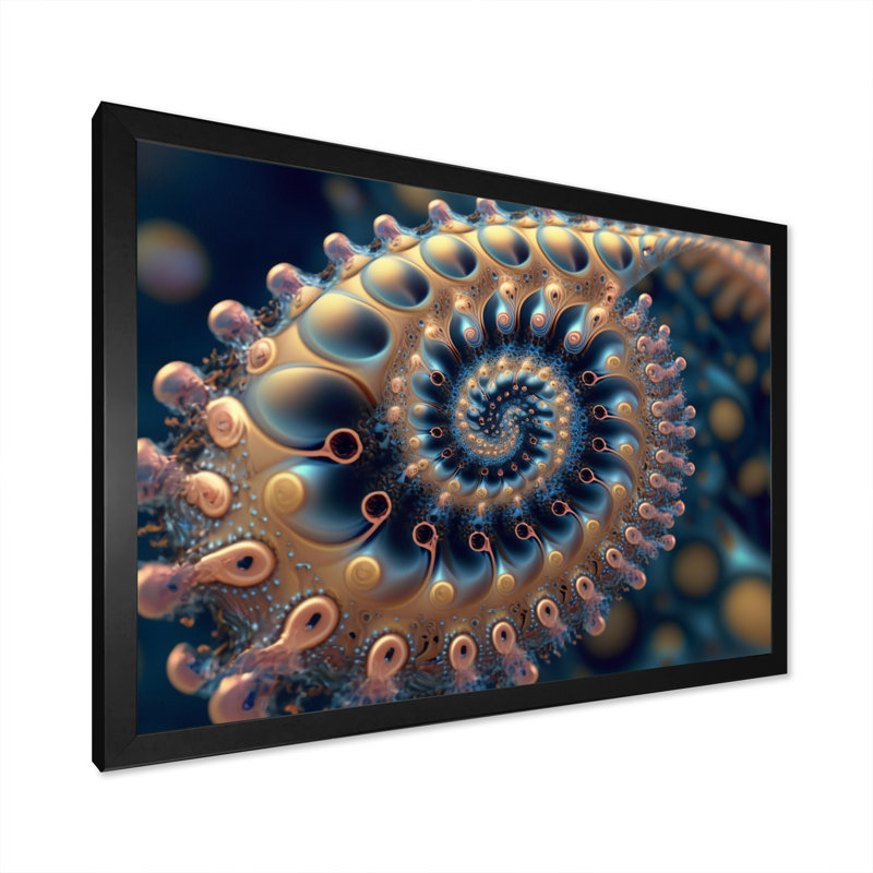«Pastel Fractal Infinity I», art mural moderne sur toile géométrique, L 44 po x H 34 po, Cadre d'angle fermé noir