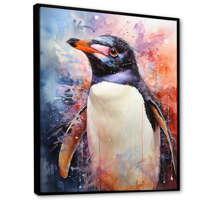Penguins Antarctique élégance sur toile, Cadre flottant noir, H 32 po x l 24 po x P 1 po