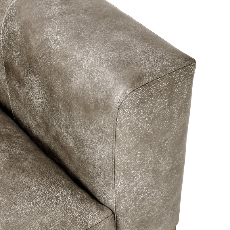 Bentley 95'' Leather Match Square Arm Sofa, Dark Gray Leather Match