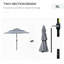 Parasol de patio 9 pi 3 pi, finition gris foncé, avec manivelle et bouton-poussoir inclinable pour terrasse, jardin, parasol gris, y compris la terrasse