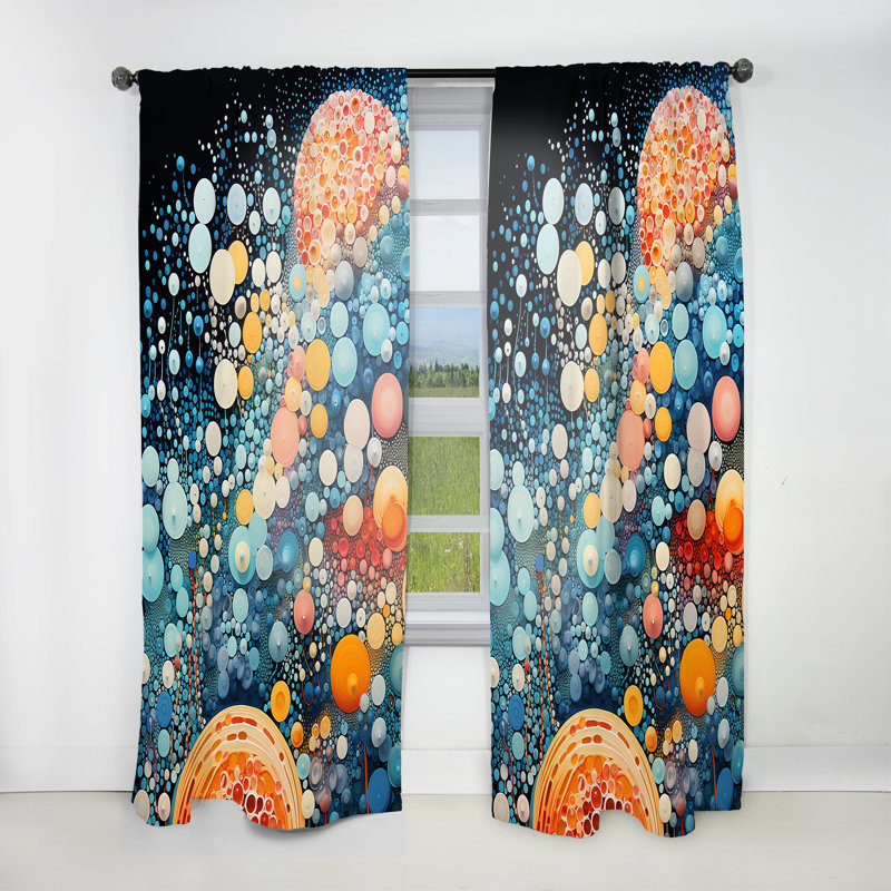 Bavière colorée à l'encre colorée Fantasia IV - Rideau à formes - Velours obscurcissant - 1 panneau, L 52 po x L 108 po