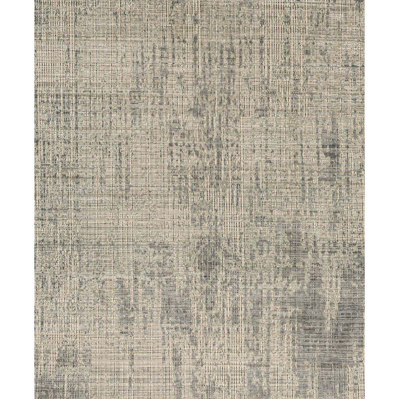 Tapis gris / noir / jaune noué à la main de haute qualité