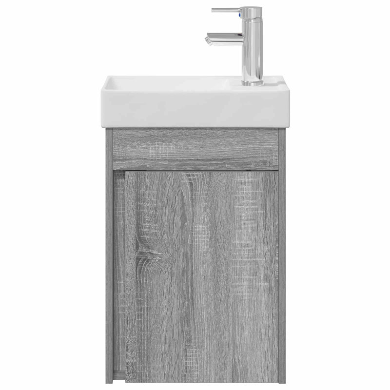Single Bathroom Vanity with Ceramic Basin, Grey Sonoma
