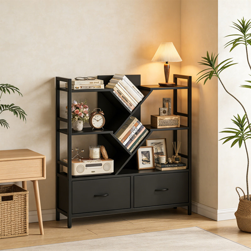104cm H x 100cm W Metal Standard Bookcase, Black