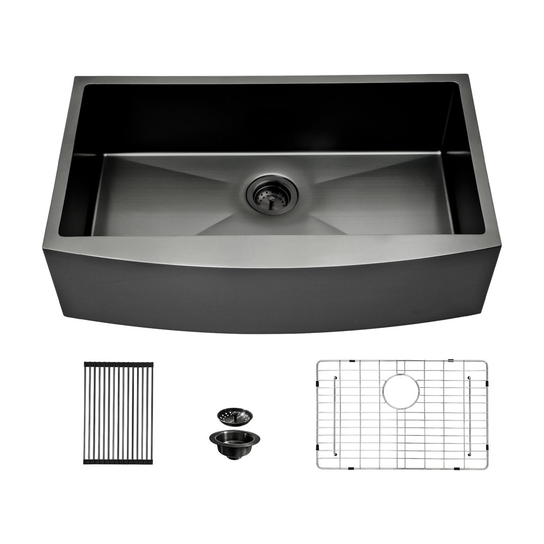 30'' L x 21'' W Farmhouse Kitchen Sink 16 Gauge Stainless Steel Kitchen Sink Apron Front Sink Logmey 