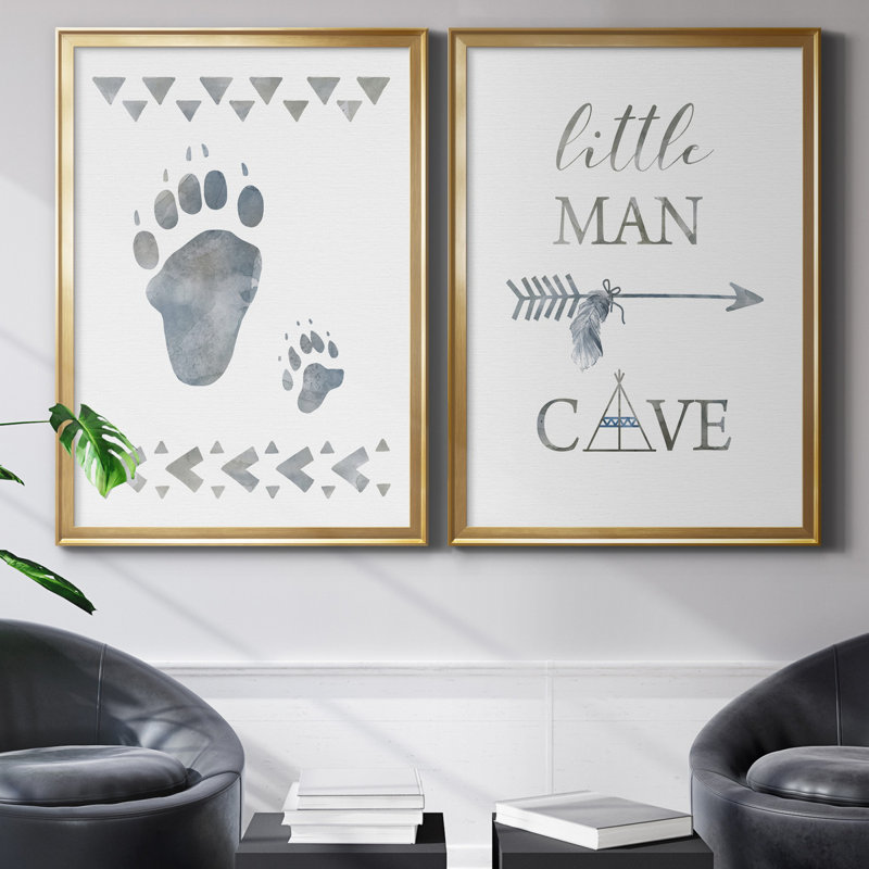 Little Man Cave Paws - 2 pièces, H 30,5 po x l 85 po x P 1,5 po, Toile encadrée dorée, Pas de tapis