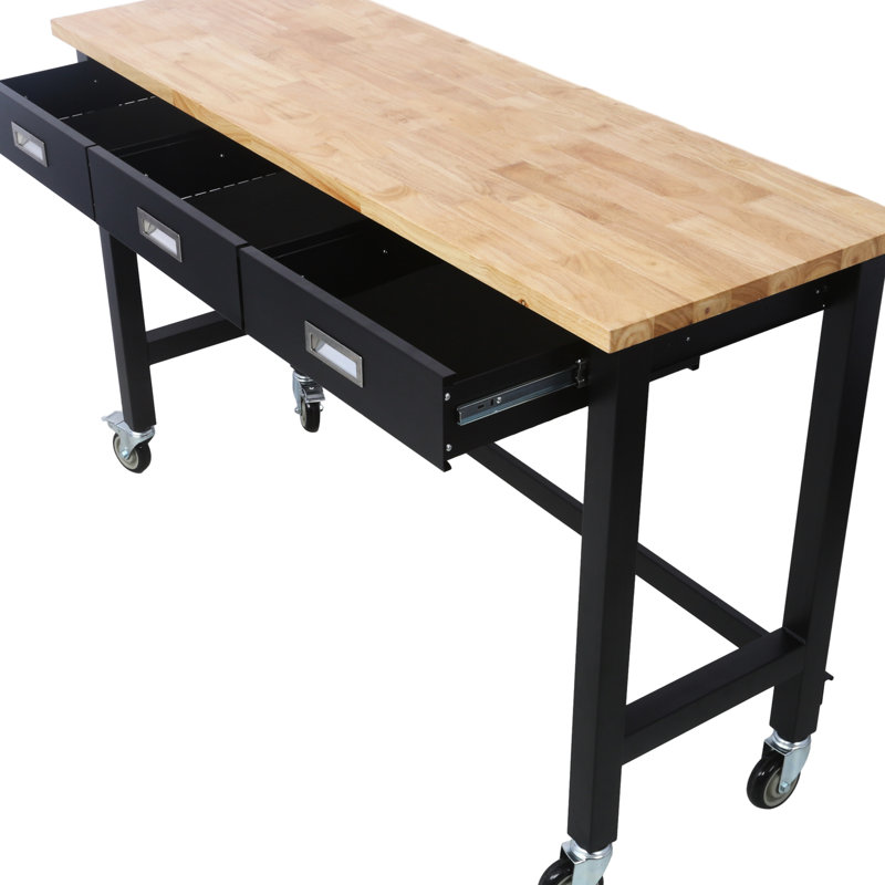 Établi 60 po pour bureau à domicile avec surface solide et table de travail avec tiroir de rangement