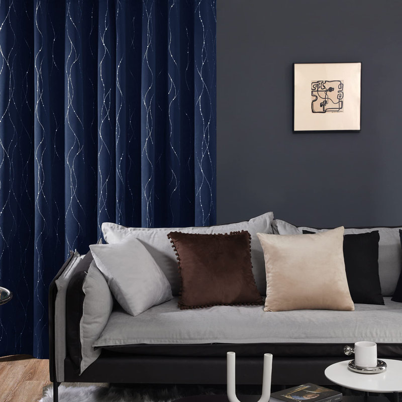 Flurin Room Darkening Curtain Pair, Navy Blue, 52" W x 72" L